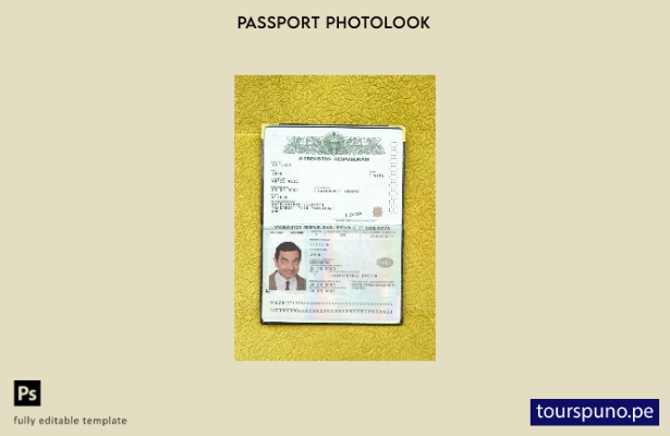 Plantilla de apariencia fotográfica de pase de Uzbekistán lista para imprimir